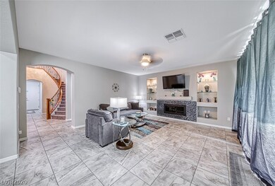 Living Room w/ceramic tile floor & fireplace