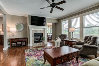 Great Room with See-Thru Fireplace and views of th