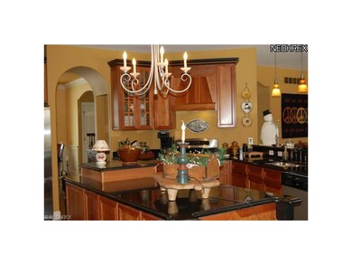 Gourmet kitchen has custom cherry cabinets, granit