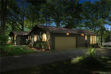 Side view of home at twilight.