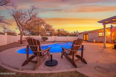 Sunset around the pool