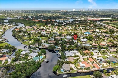 Aerial view of property's location featuring a nea