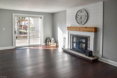 The family room has an updated look and plenty of natural light.