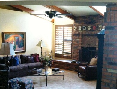 living room and fireplace