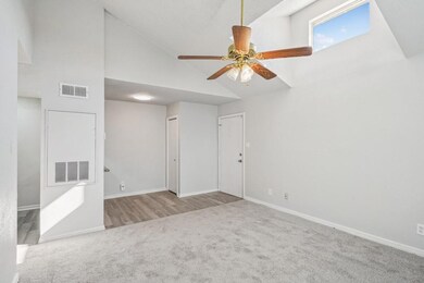 High ceilings with skylight. New vinyl plank flooring and new carpet.