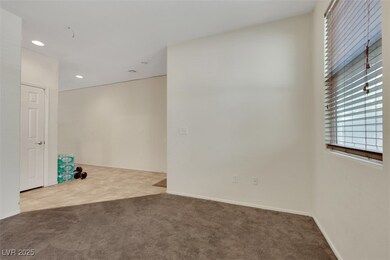 Carpeted spare room featuring recessed lighting an