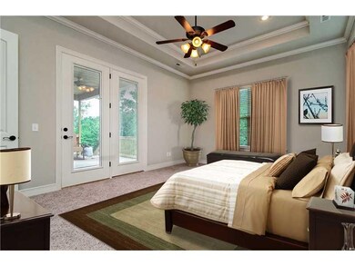 Master Bedroom. The master bedroom has tray ceilings and an exit onto the patio.