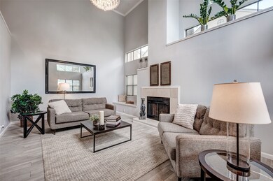 Wood burning fireplace with tile surround and crow