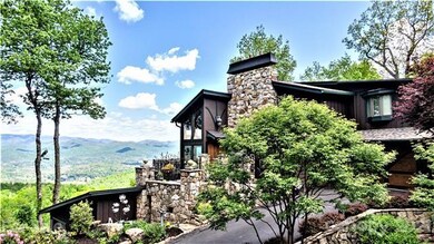 Immense stone work accentuates the exterior.