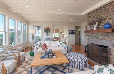 Living Room with Stone Fireplace