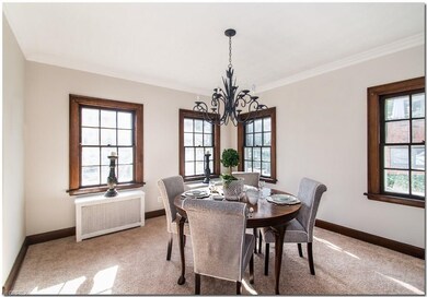 Beautiful dining room with new chandelier..