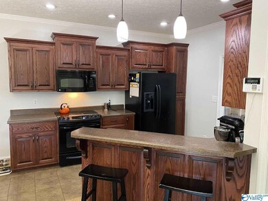 Raised bar for additional seating.  Refrigerator remains!