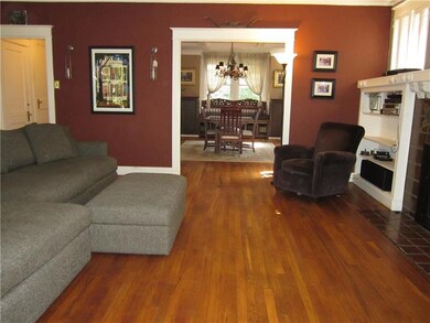 The hardwood floors in the living and dining room 