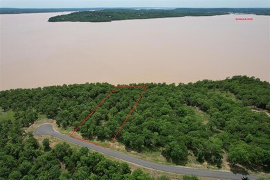 Aerial view of the property looking towards Eufaula Cove. Lot boundaries are approximate.