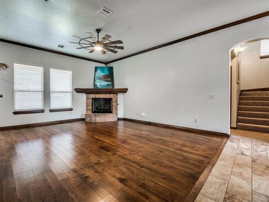 iv Room 17'x14':A corner brick fireplace with impr