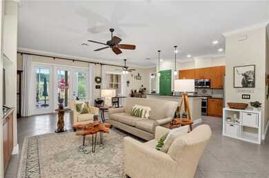 FAMILY ROOM LOOKING INTO KITCHEN.