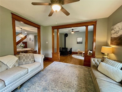 Living room / family room area! Wood stove just installed in 2025!