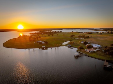 Aerial view at dusk with a water view