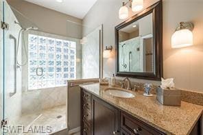 Bathroom featuring door to access pool area