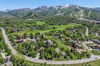 Aerial perspective of suburban area with a mountai
