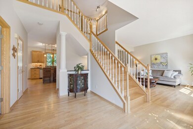 As you enter, a front coat closet is just to the left adjacent to a cheerful office.