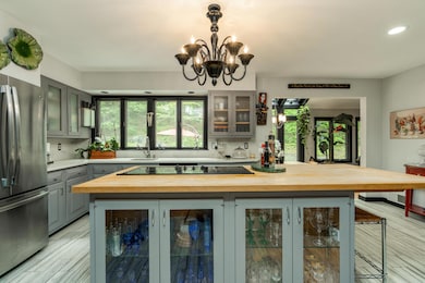 Large island with butcher block top
