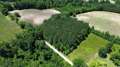 View of property location with a heavily wooded area and property boundaries highlighted