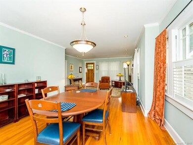 Open floor plan of dining and living space