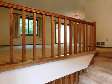 Looking up to the living room from the front entry