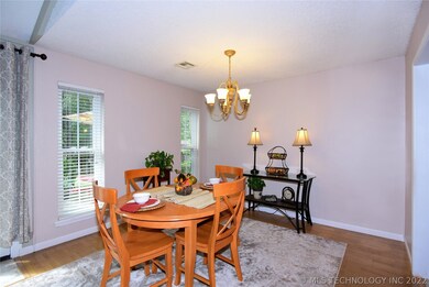 Dining, Wood Flooring, Chandelier, New Interior Pa