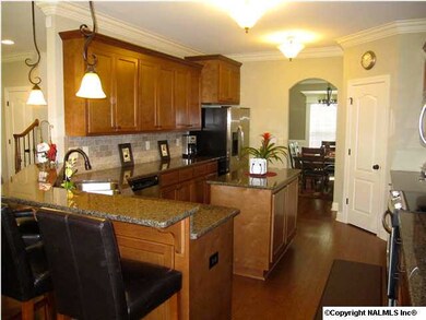 LARGE Chef's Dream Kitchen is great for those cooks who want EVERYTHING! Here it is! Lots of counter space, cabinets, island, crown molding and wood floors! AND a walk-in pantry!