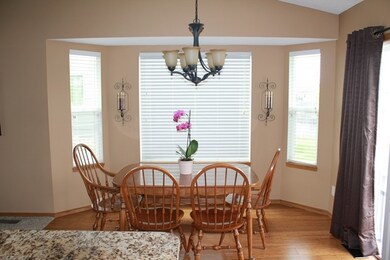 Dining room and kitchen flooring is finished in ba