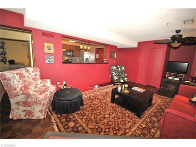The spacious family room has built-in storage cabi