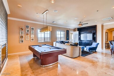 Playroom featuring arched walkways, pool table, cr
