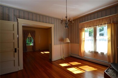 Dining room with wood stove