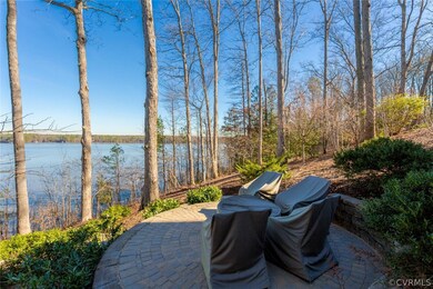 Circular waterfront paver patio.