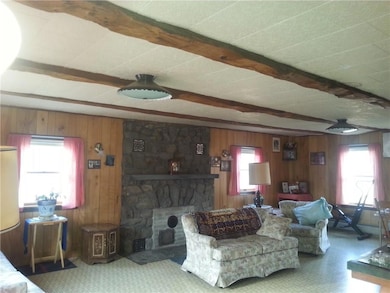 Living room with exposed beams