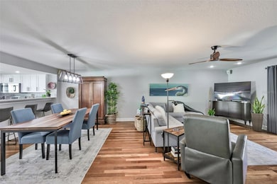 Beautiful hardwood floors in this open