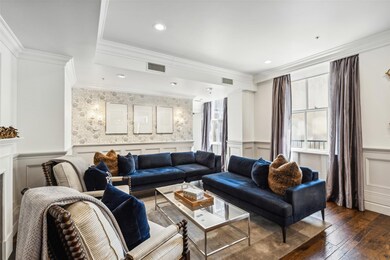 Living room featuring dark hardwood / wood-style f