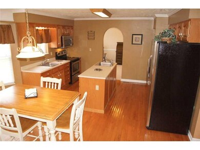 Kitchen. Open kitchen and eating area, where the f