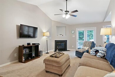 Spacious family room with vaulted ceilings an gas 