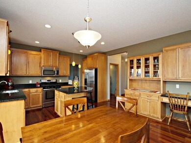 Bright and open kitchen with built-in buffet area
