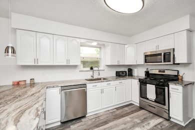 The kitchen is made for hosting, plenty of counter