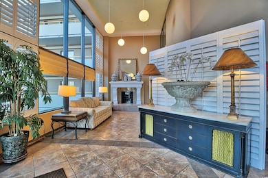 Building lobby with a high ceiling