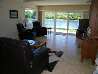 living room displaying lake view