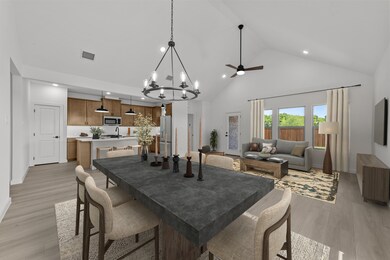 Dining area with chandelier 