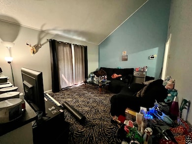 Living room with vaulted ceiling