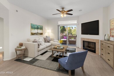 Light filled GR with fireplace - stage