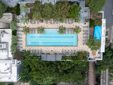 Aerial view of a pool
