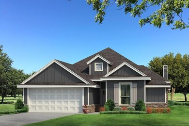 Craftsman-style house with a front yard and a gara